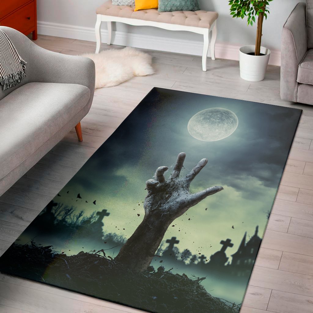 Zombie Hand Rising From Grave Print Area Rug Floor Decor - Teehall ...