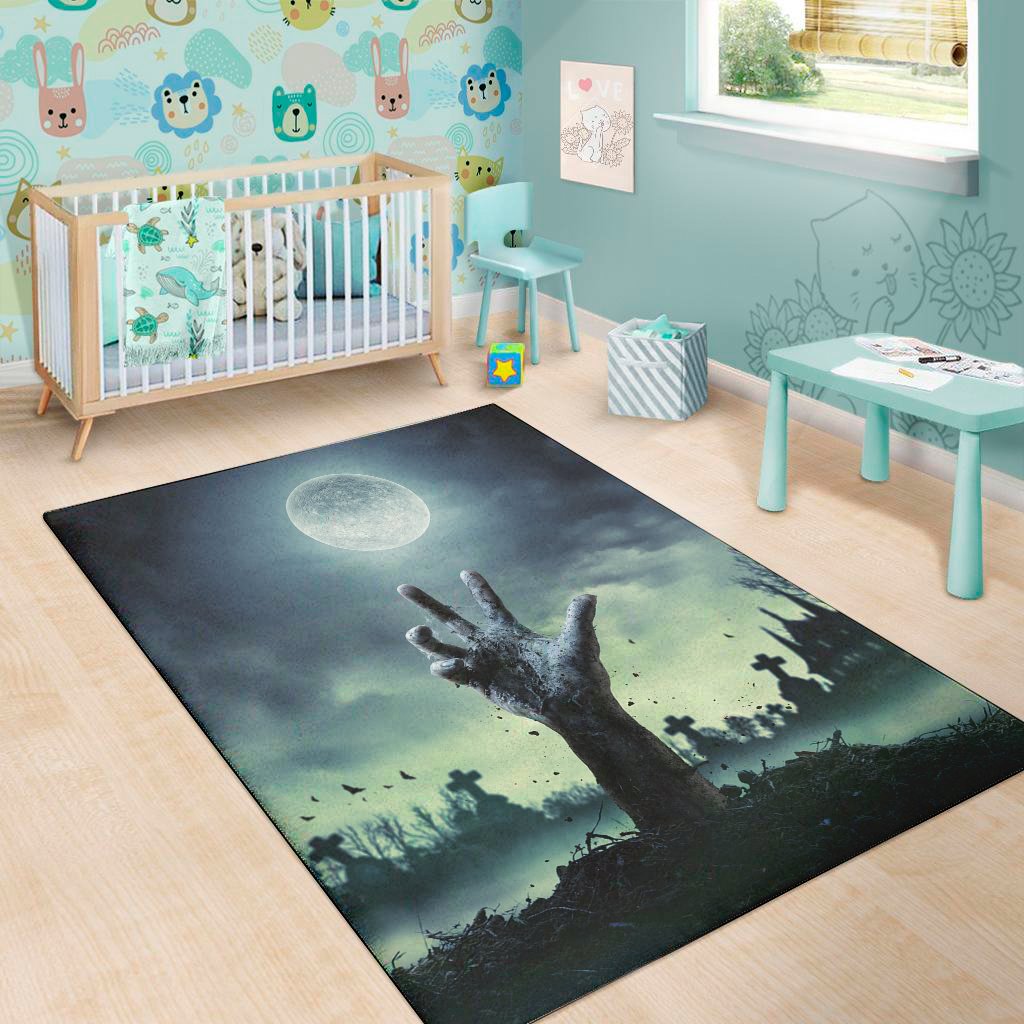 Zombie Hand Rising From Grave Print Area Rug Floor Decor - Teehall ...