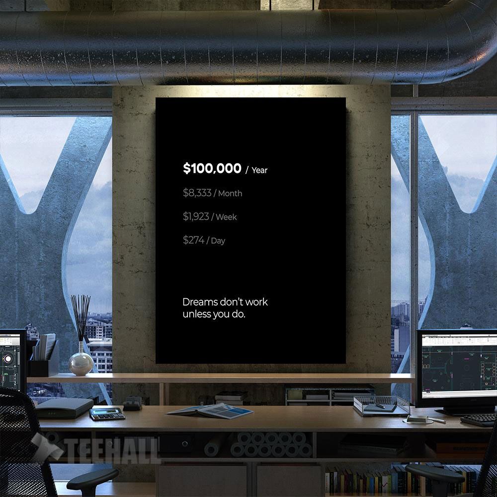 100000 A Year Motivational Canvas Prints Wall Art Decor