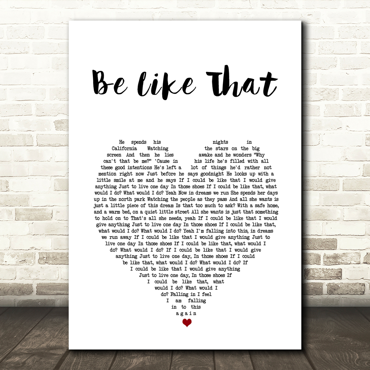 3 doors down be like that white heart song lyric art print 8198