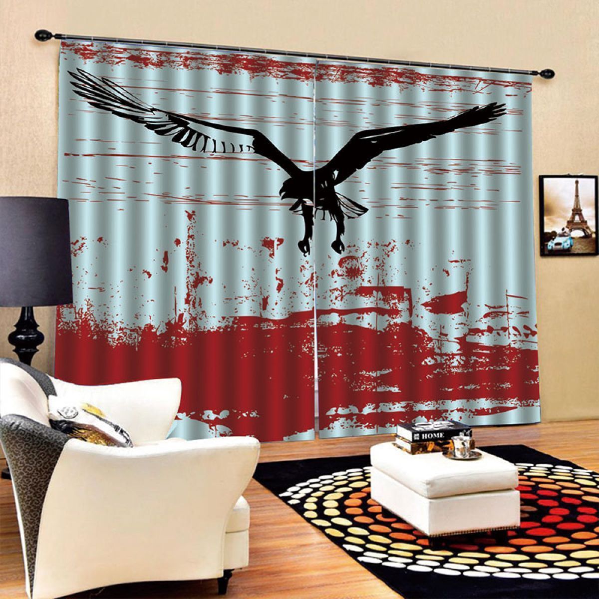 3d bird pattern printed window curtain home decor 5259