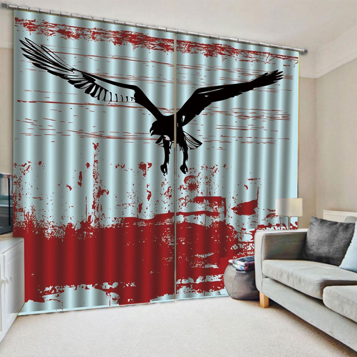 3d bird pattern printed window curtain home decor 5832