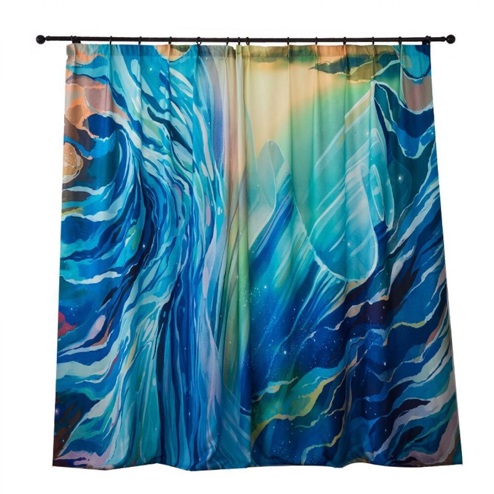 3d Blue Oil Painting Printed Window Curtain Home Decor 3d blue oil painting printed window curtain home decor 3107