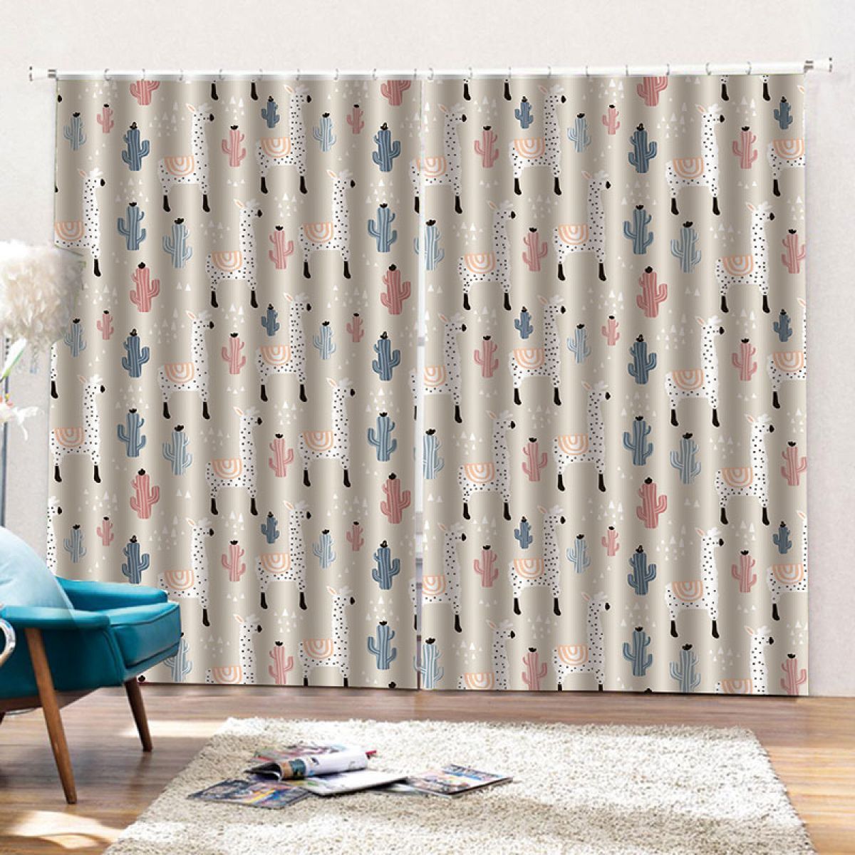 3d Cactus Pattern Printed Window Curtain Home Decor 3d cactus pattern printed window curtain home decor 1768
