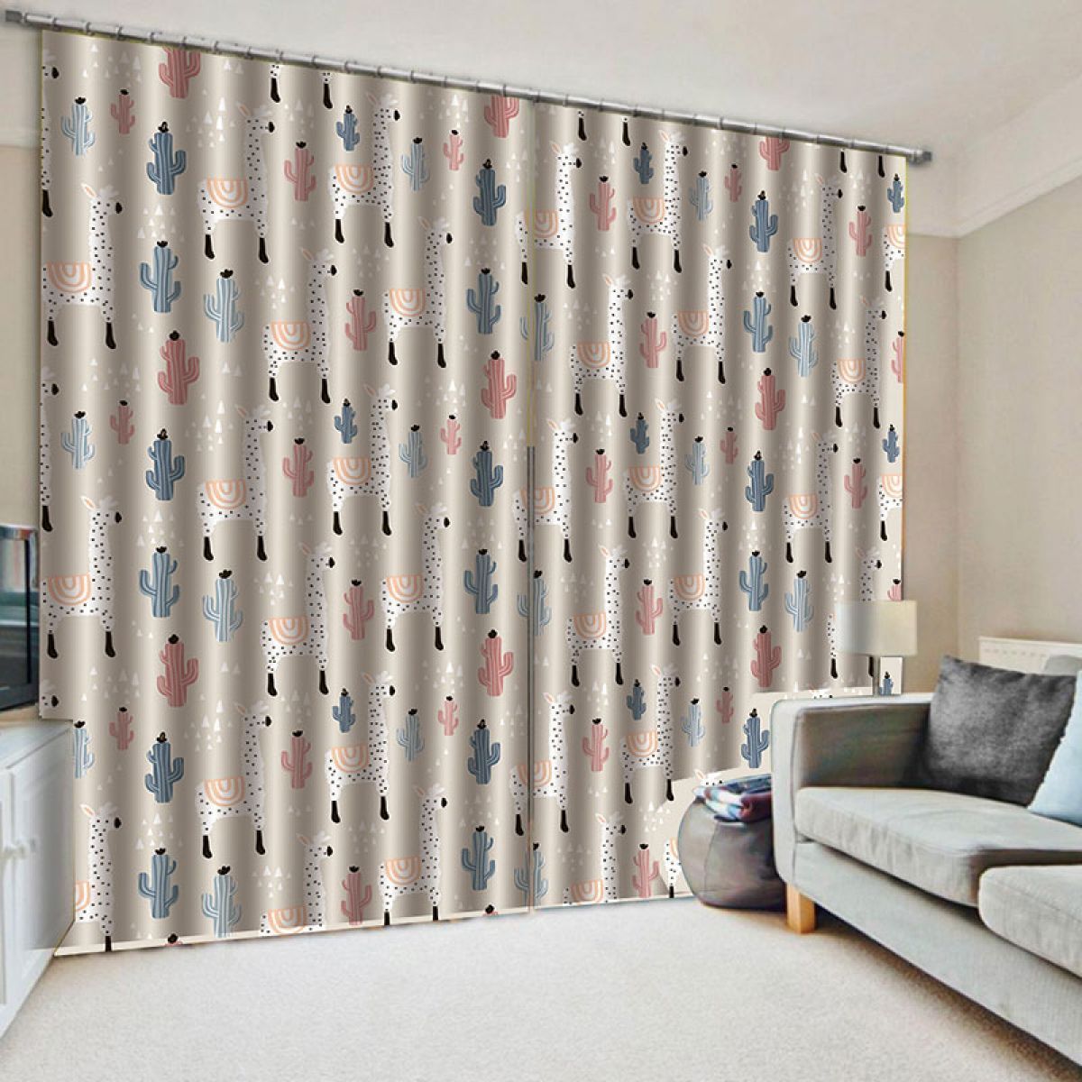 3d Cactus Pattern Printed Window Curtain Home Decor 3d cactus pattern printed window curtain home decor 8933