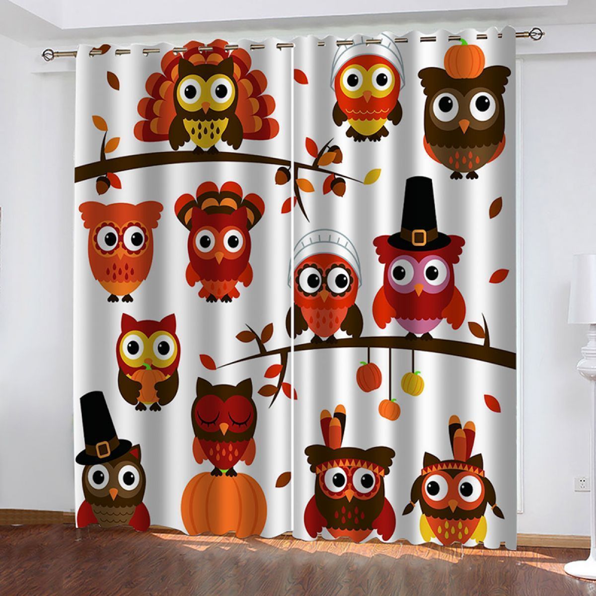 3d cartoon owls printed window curtain home decor 6763