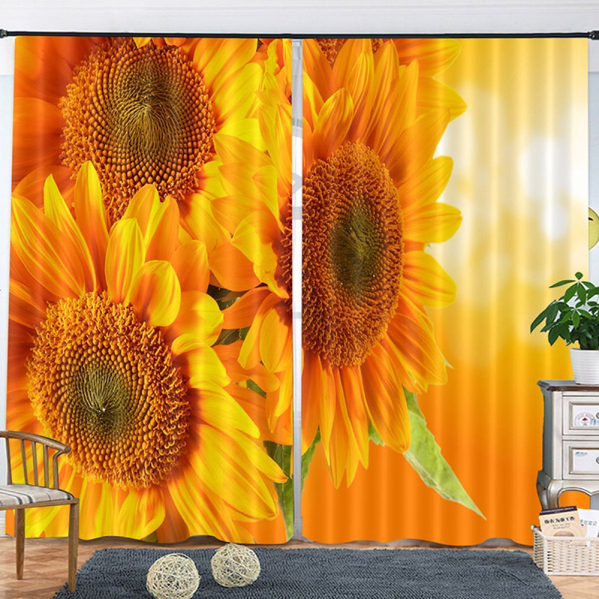 3d close up sunflowers printed window curtain home decor 6315