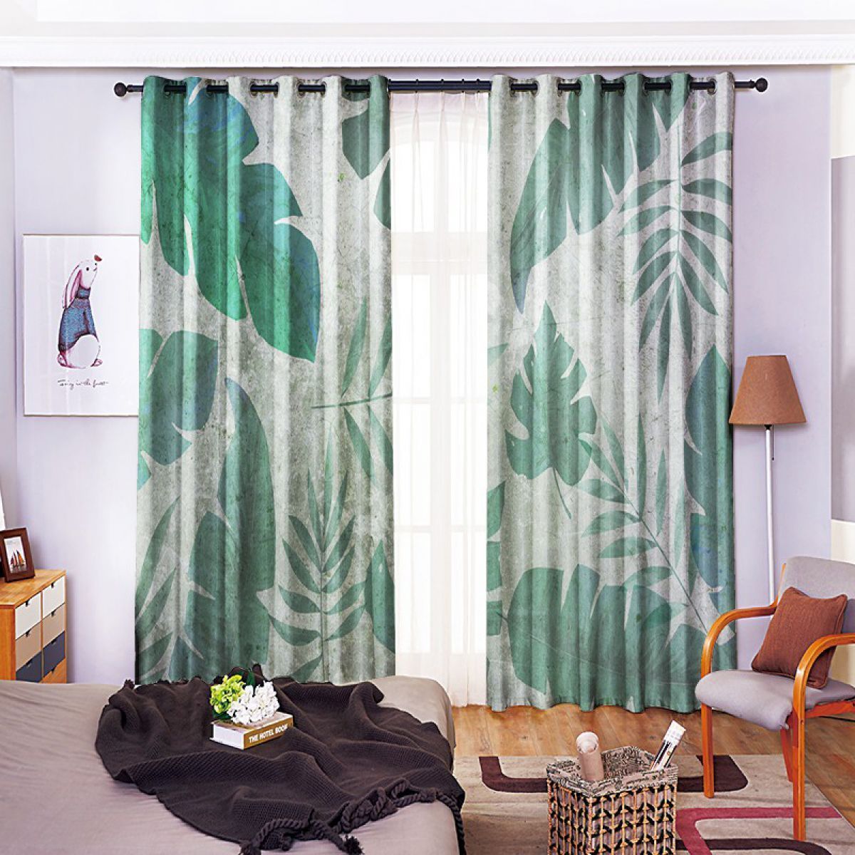3d cool plant printed window curtain home decor 2826
