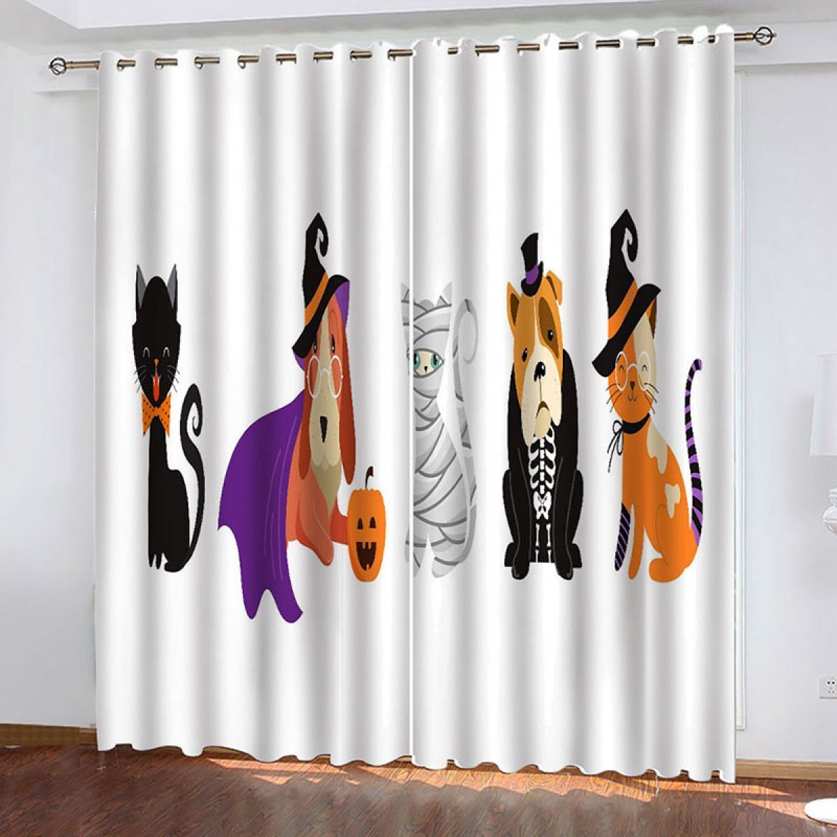 3d cosplay cats and dogs printed window curtain home decor 1108