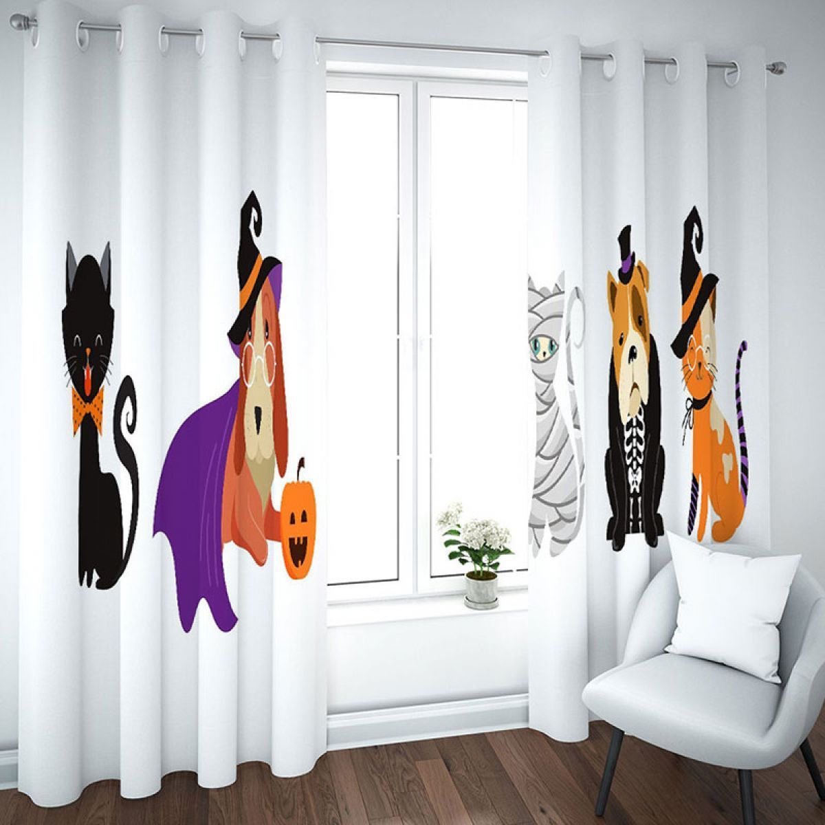 3d cosplay cats and dogs printed window curtain home decor 1399