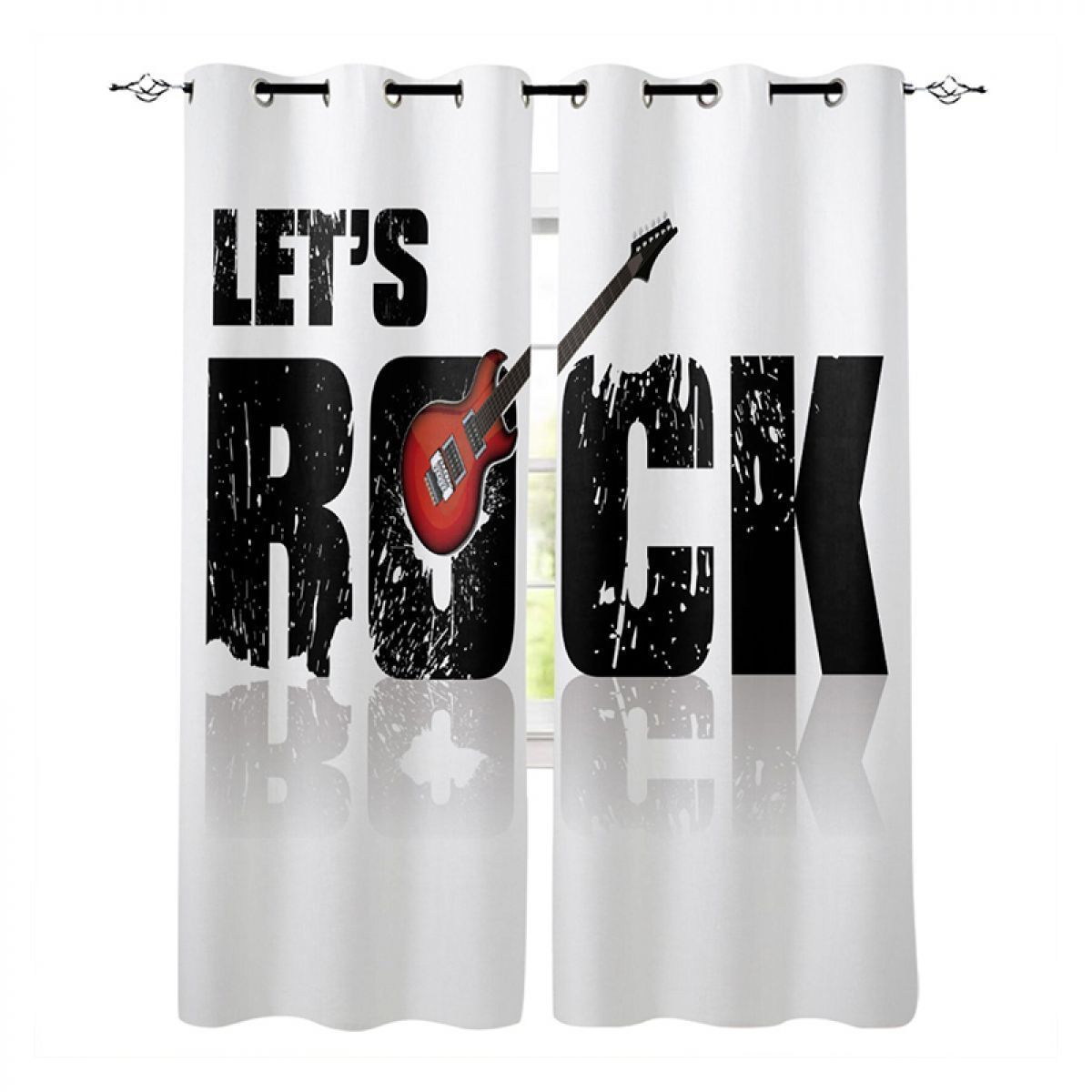 3d electric guitar and rock printed window curtain home decor 8031