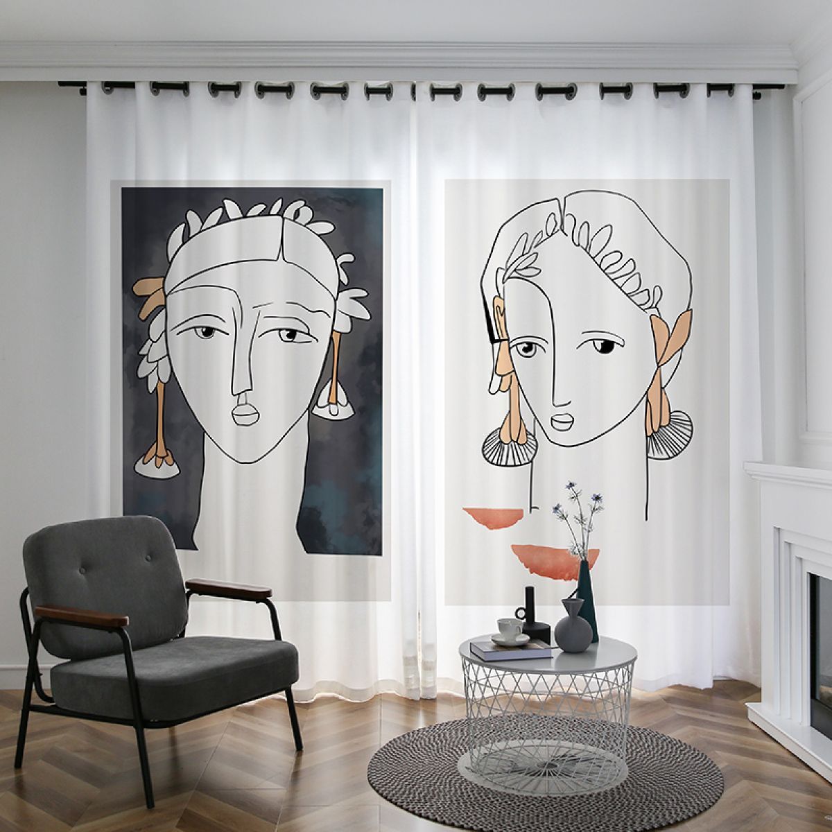 3d figure patterned printed window curtain home decor 2724