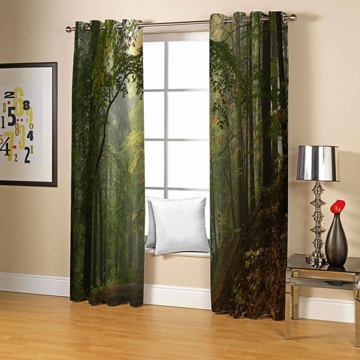 3d forest path printed window curtain home decor 1279