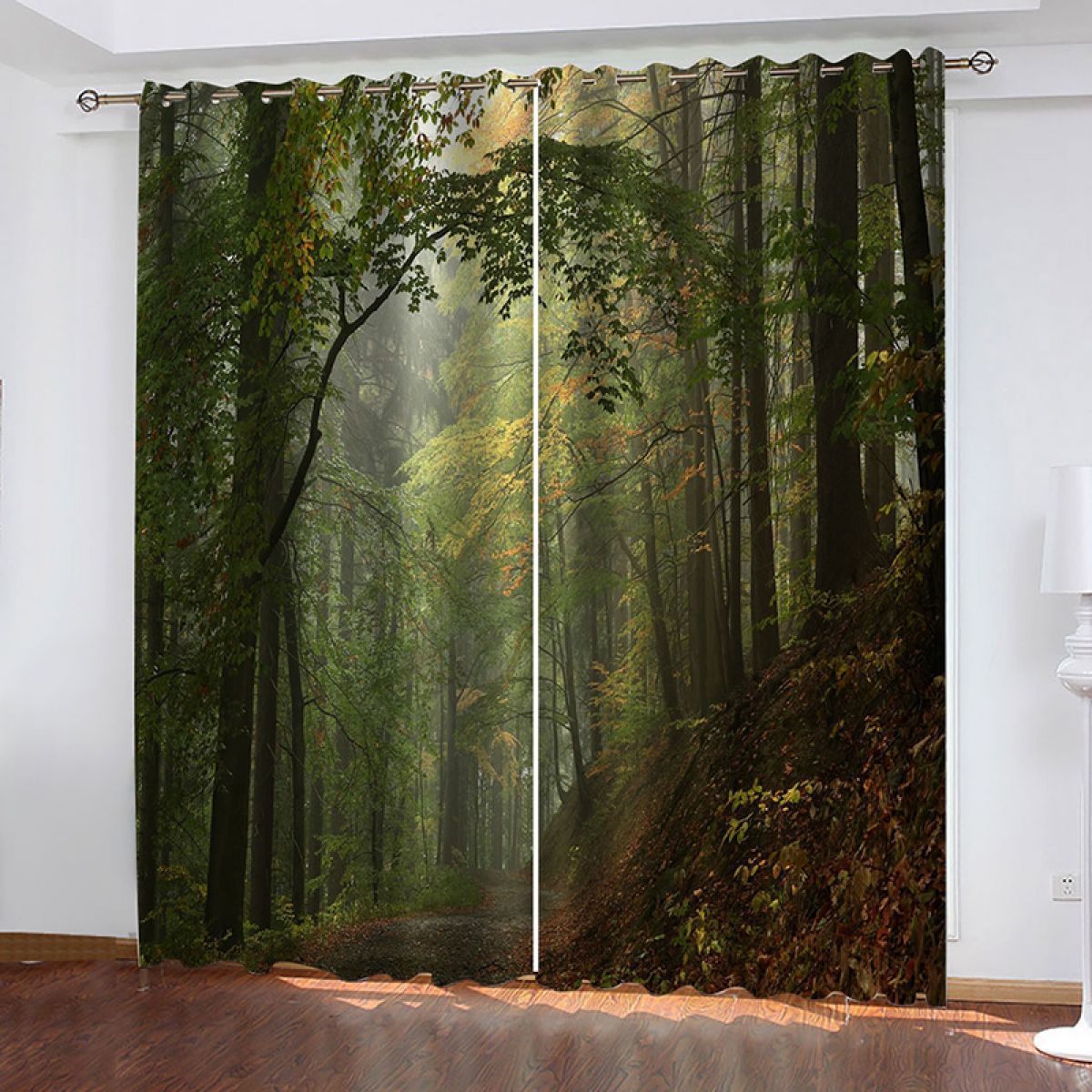 3d forest path printed window curtain home decor 4926