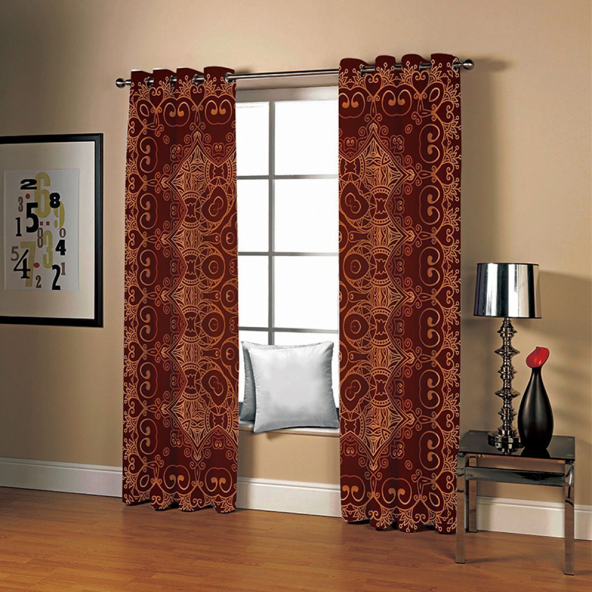 3d geometric motif printed window curtain home decor 3855