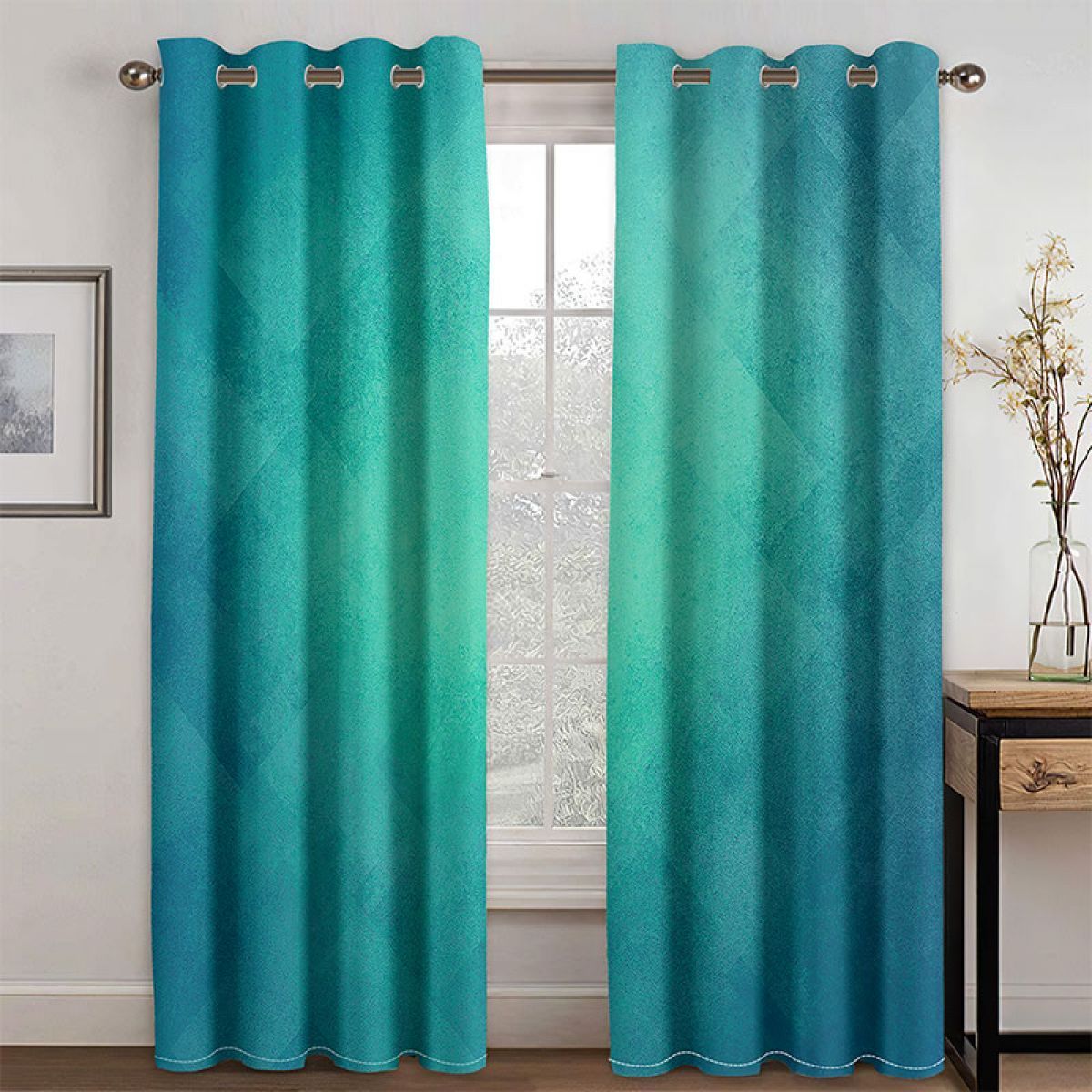 3d gradient printed window curtain home decor 6243