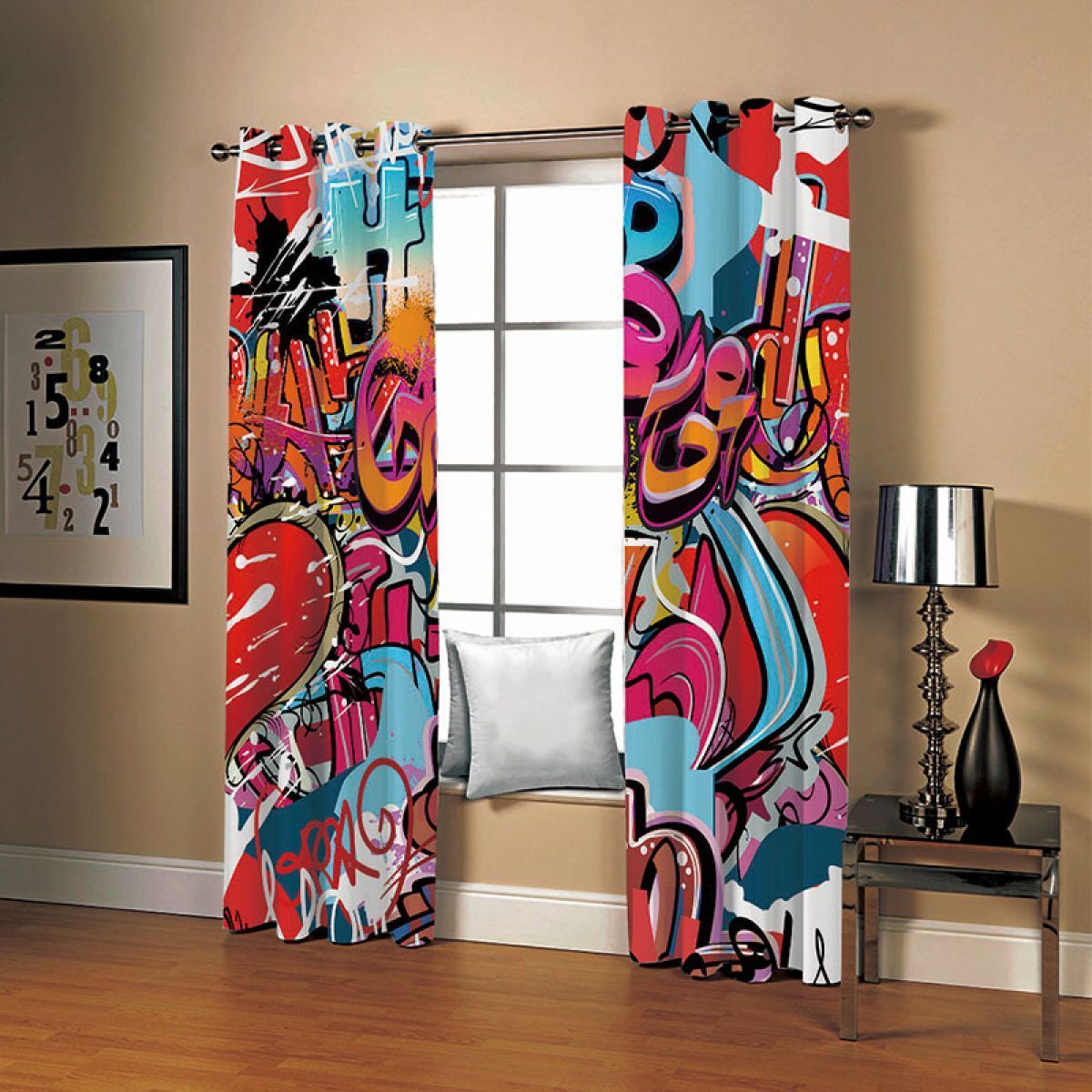 3d graffiti colorful design printed window curtain home decor 1092