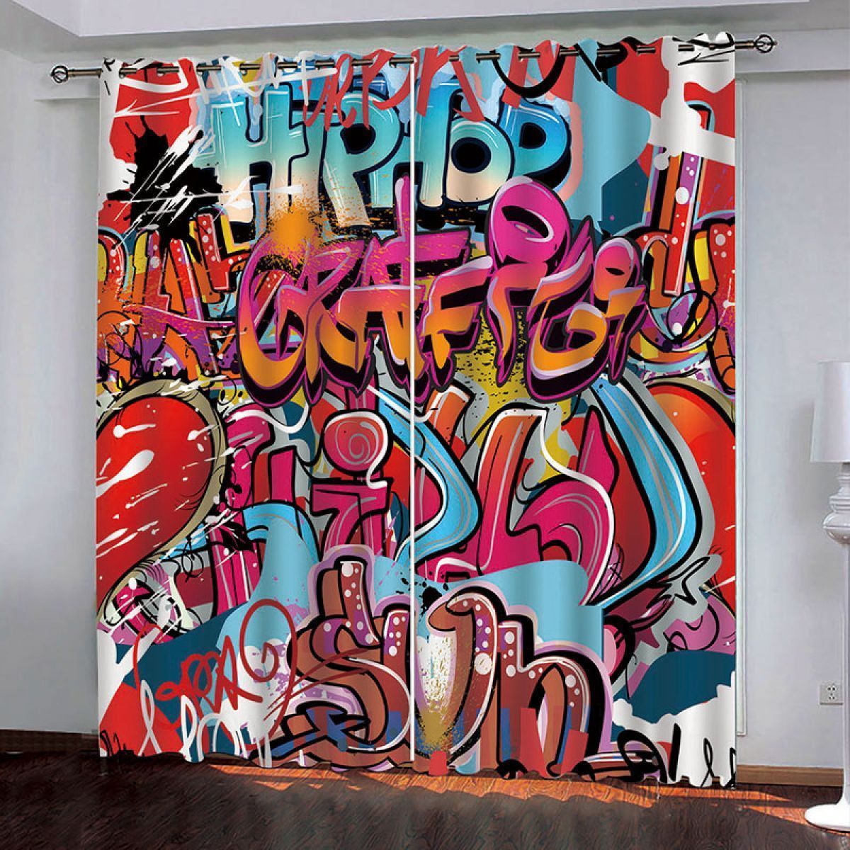 3d graffiti colorful design printed window curtain home decor 8489