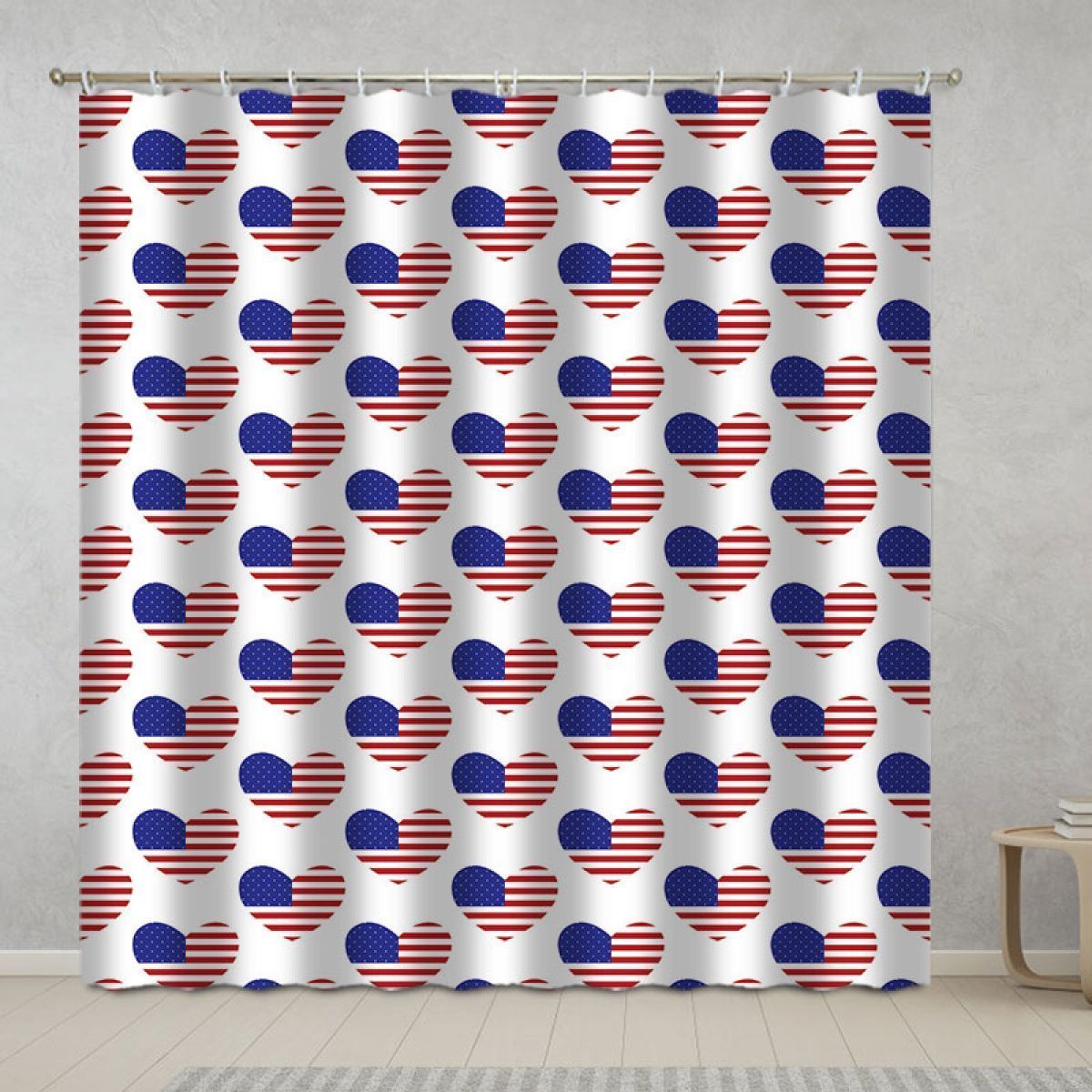 3d heart flag pattern printed window curtain home decor 7827