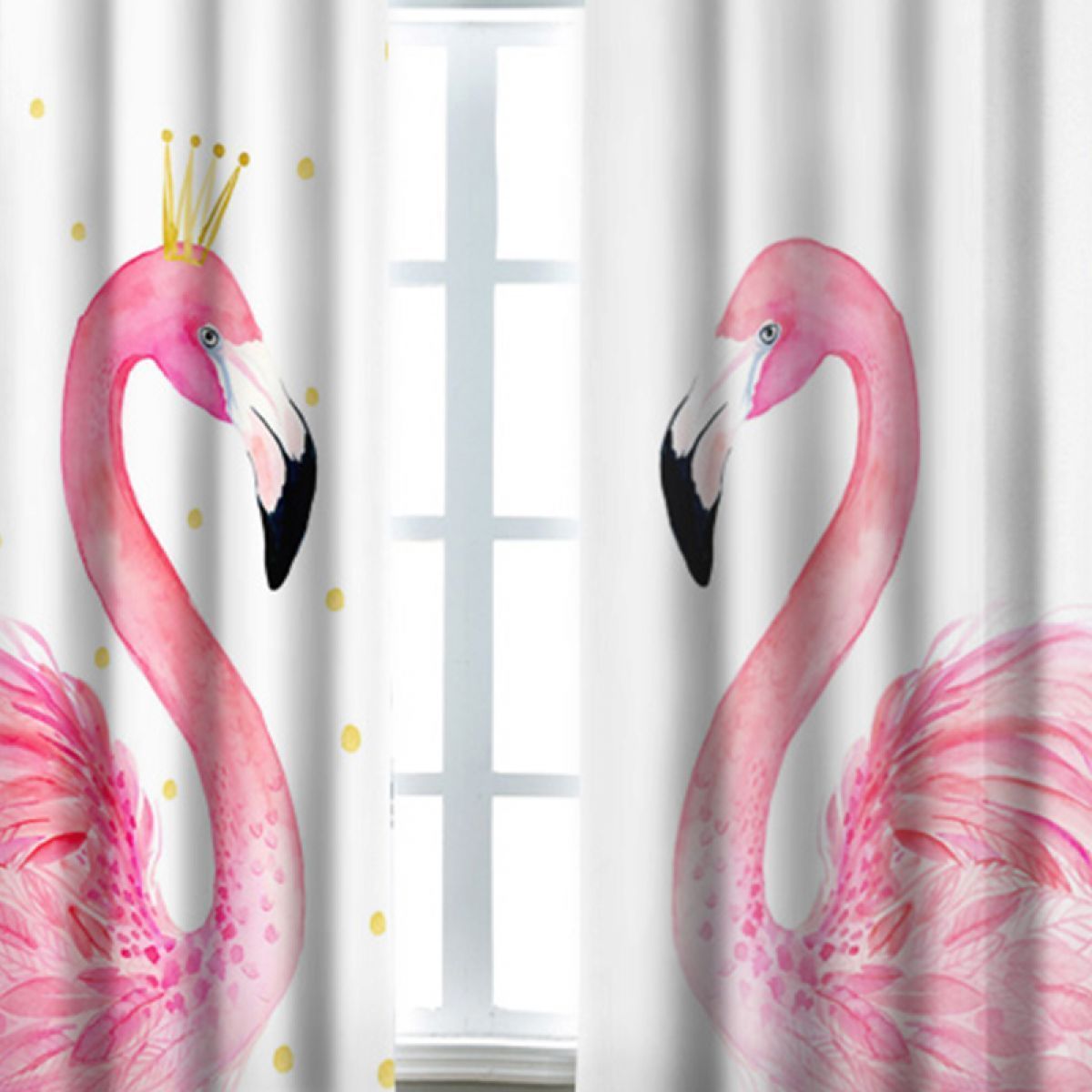 3d king and queen flamingos printed window curtain home decor 8060