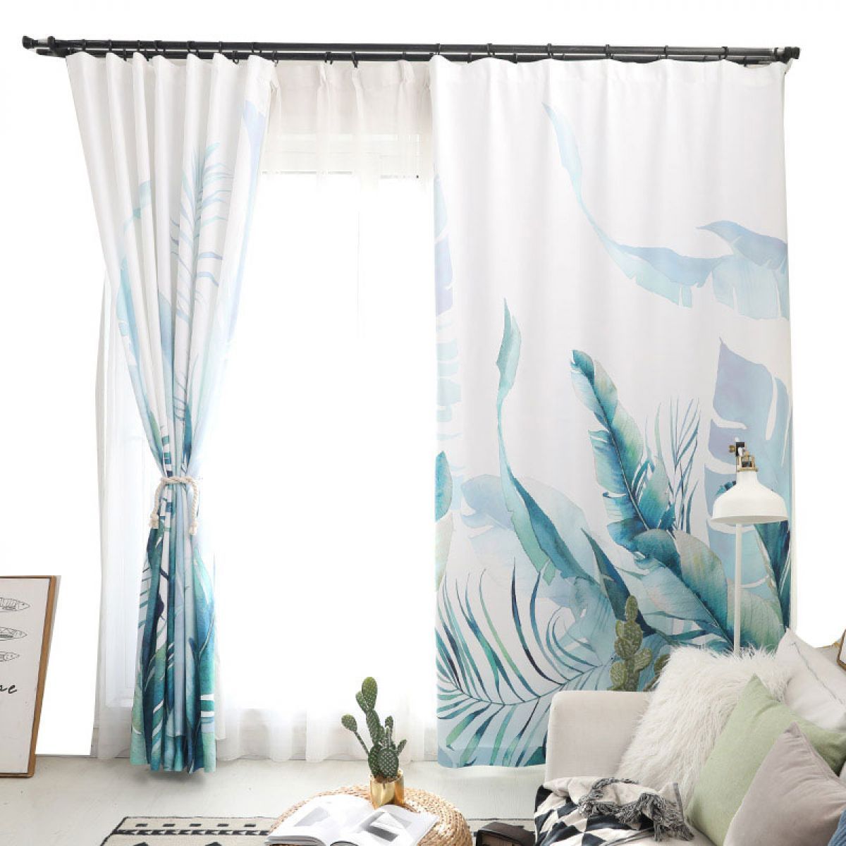 3d Leaves Printed Window Curtain Home Decor 3d leaves printed window curtain home decor 8774