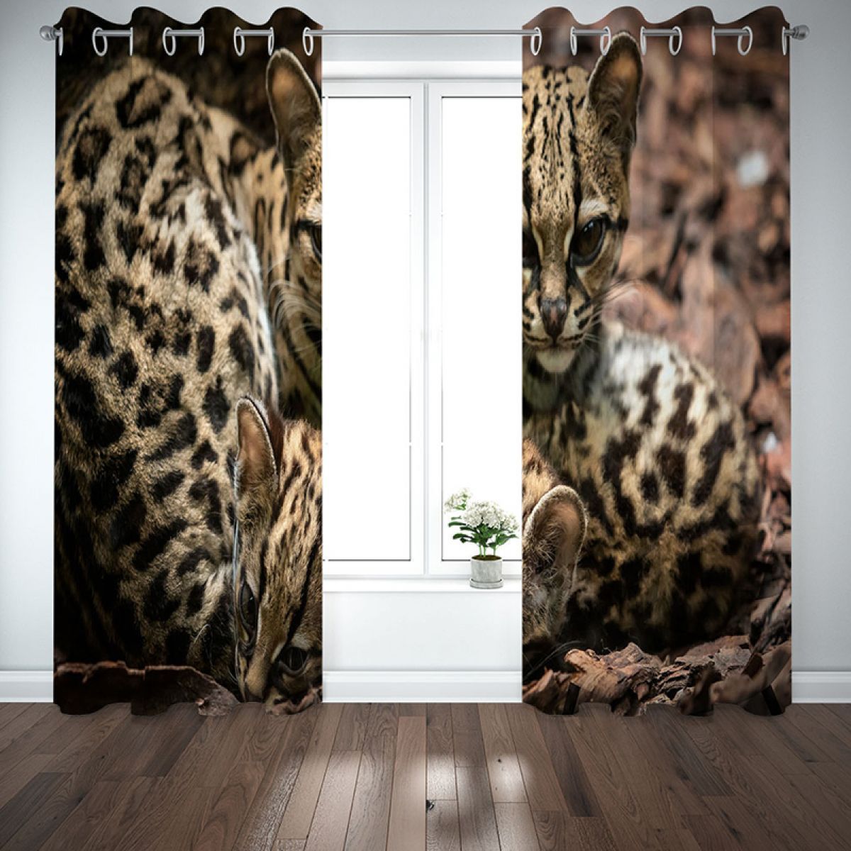 3d leopard cats inhabitant printed window curtain home decor 7547
