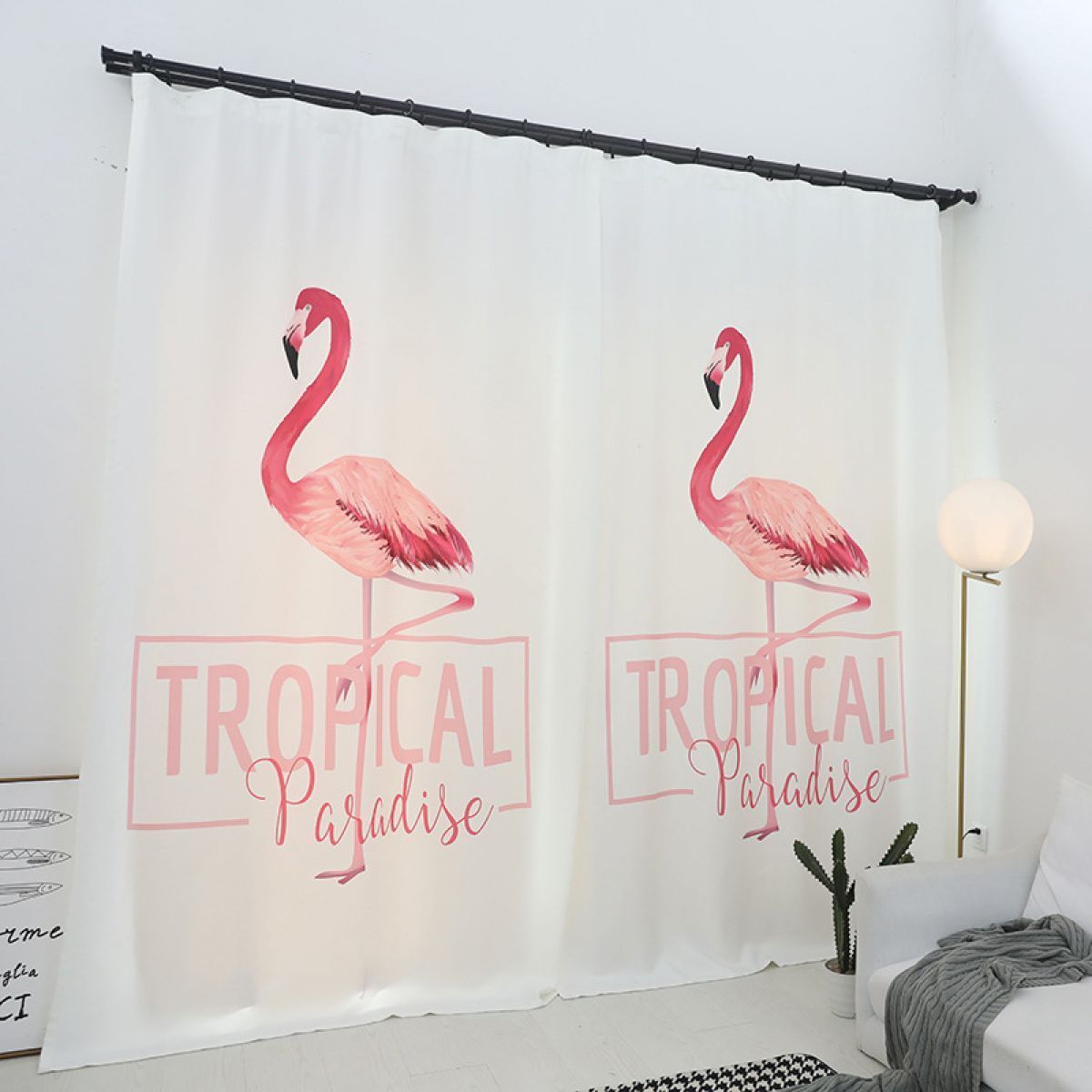 3d lovely flamingos printed window curtain home decor 7450