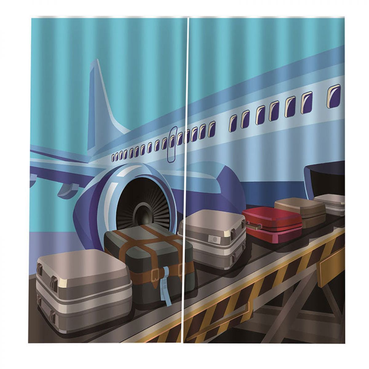 3d luggage on board printed window curtain home decor 4976