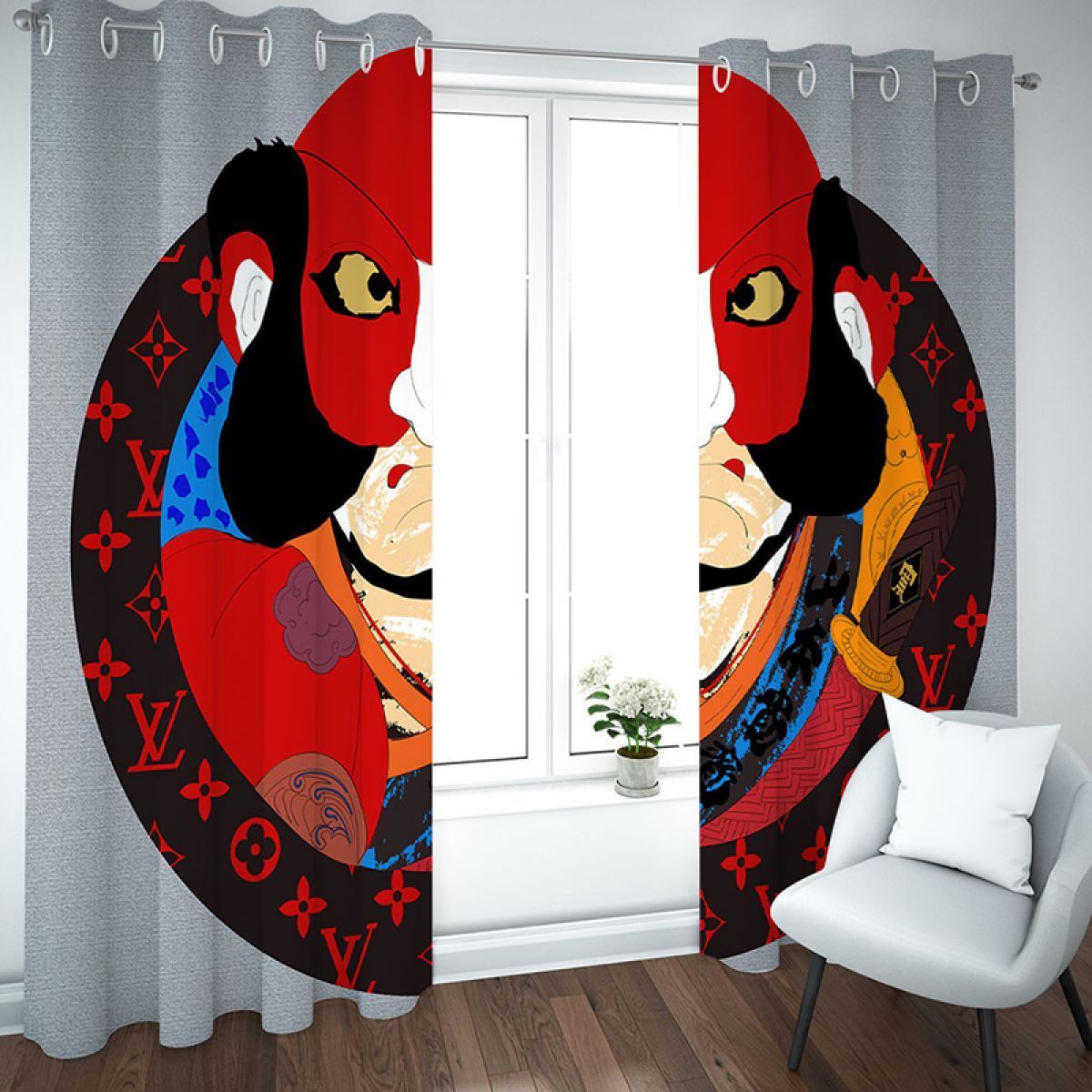 3d painting of japanese figure printed window curtain home decor 1625