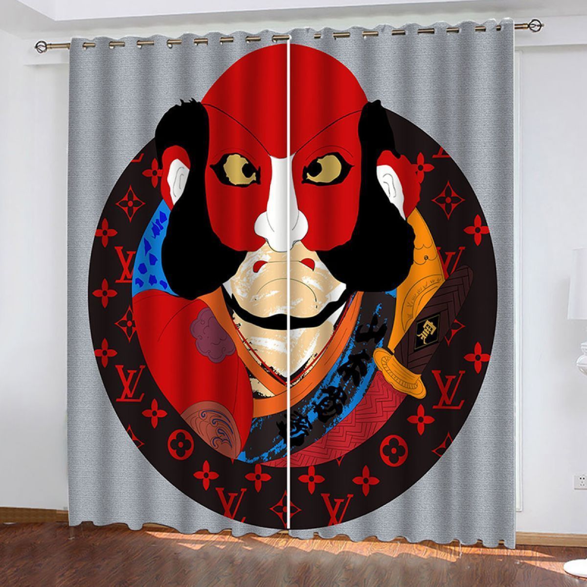 3d painting of japanese figure printed window curtain home decor 6522