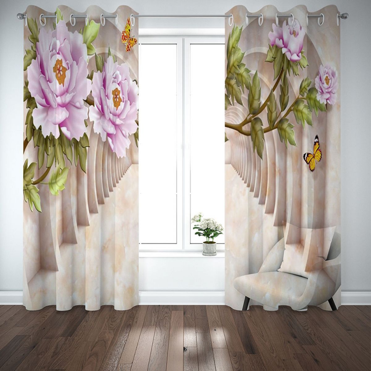 3d Peonies In The Marble Printed Window Curtain Home Decor 3d peonies in the marble printed window curtain home decor 2435