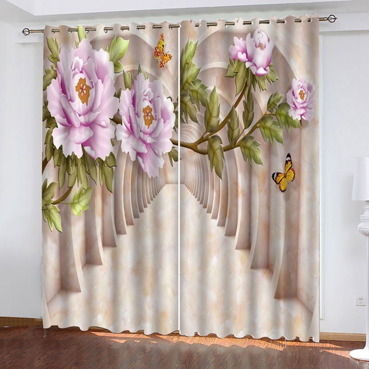 3d Peonies In The Marble Printed Window Curtain Home Decor 3d peonies in the marble printed window curtain home decor 5055