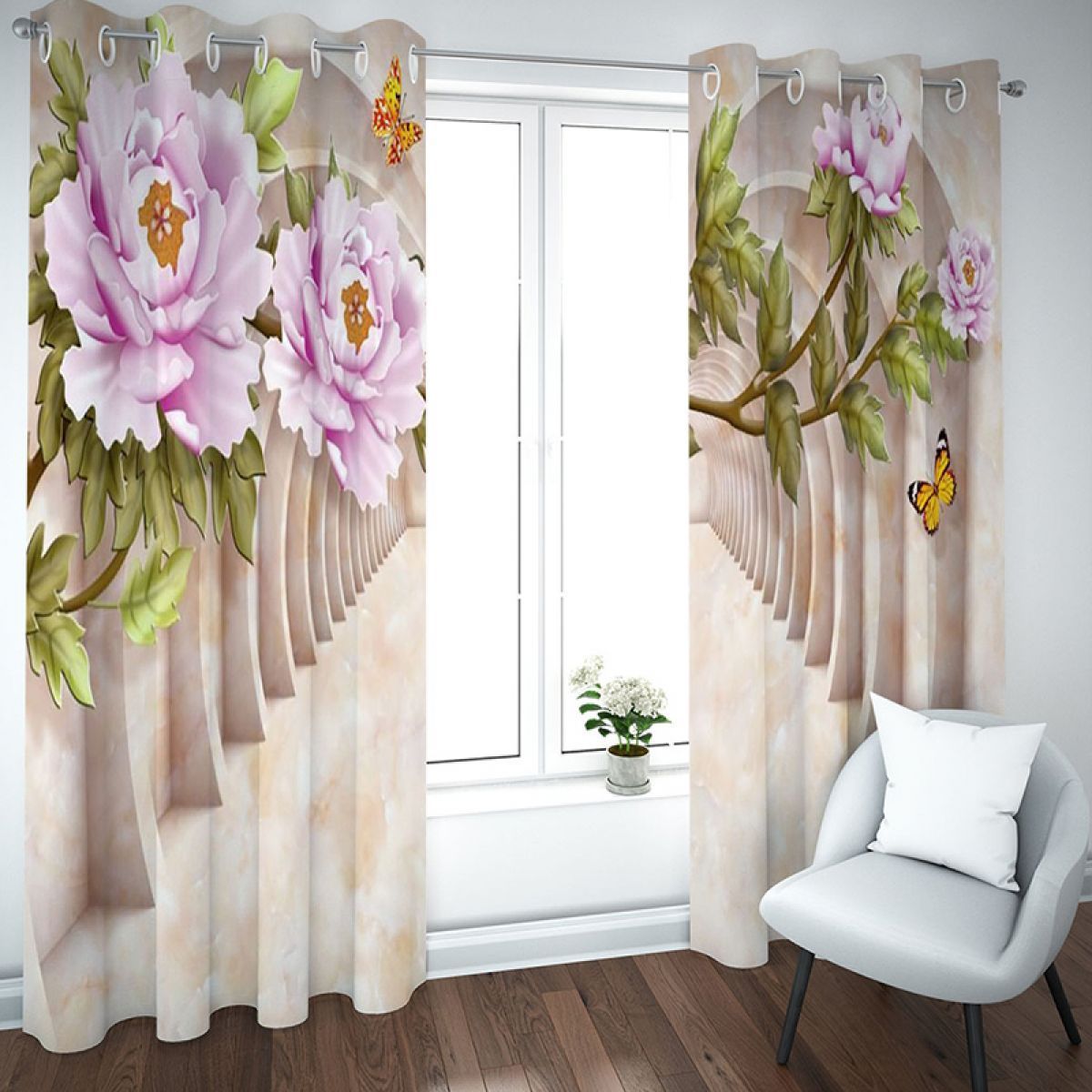 3d Peonies In The Marble Printed Window Curtain Home Decor 3d peonies in the marble printed window curtain home decor 5343