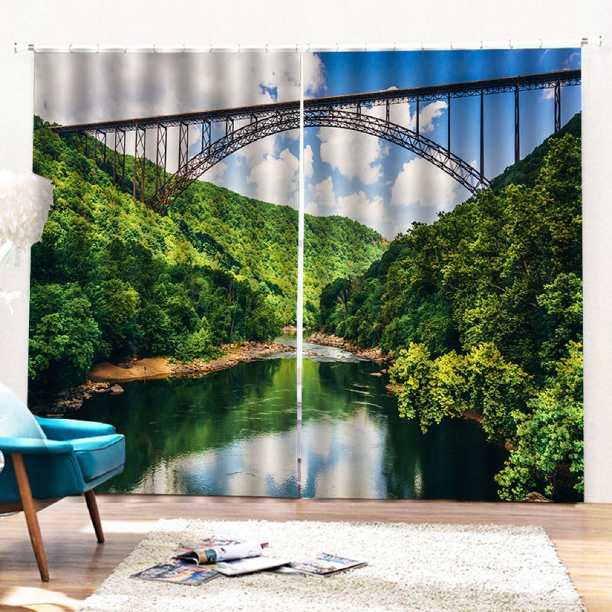 3d print bridge across valley printed window curtain home decor 1707