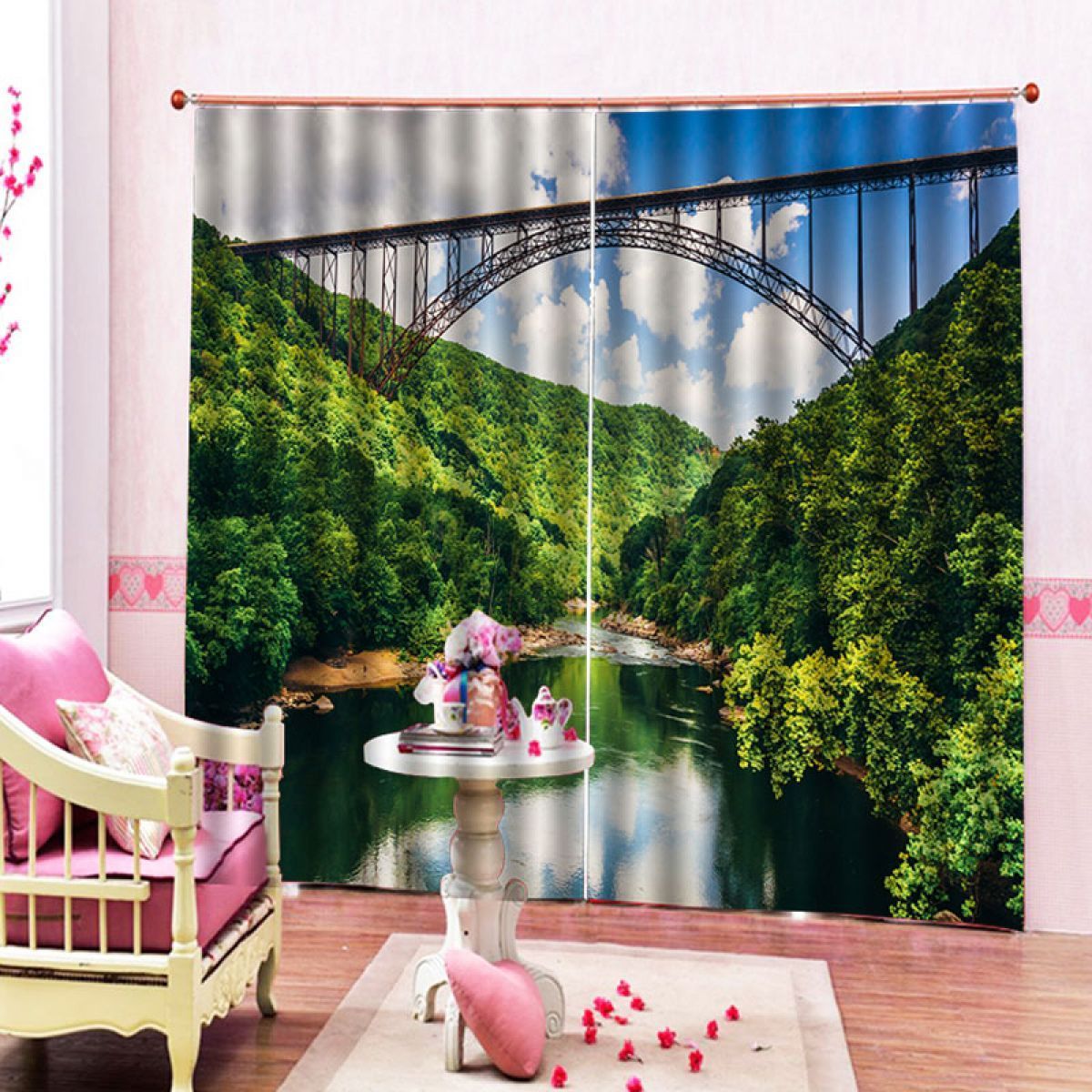 3d print bridge across valley printed window curtain home decor 5276