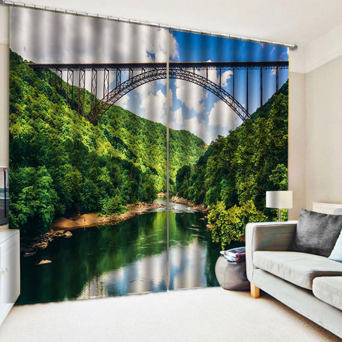 3d print bridge across valley printed window curtain home decor 6369