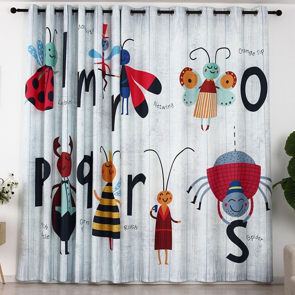 3d print cartoon insect world printed window curtain home decor 6382