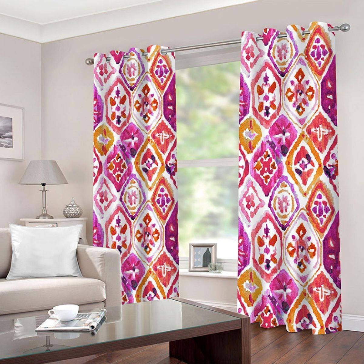 3d print geometric white background printed window curtain home decor 5970