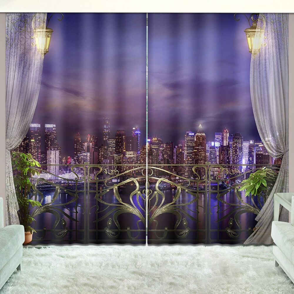 3d Printing City Night View Printed Window Curtain Home Decor 3d printing city night view printed window curtain home decor 6046