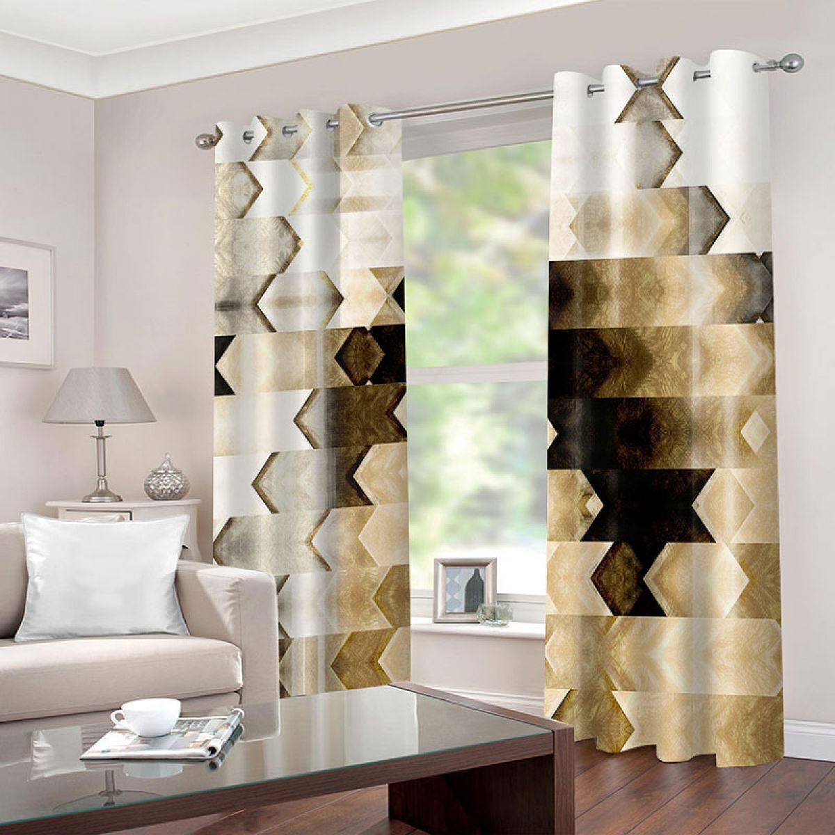3d printing geometric abstract printed window curtain home decor 7787