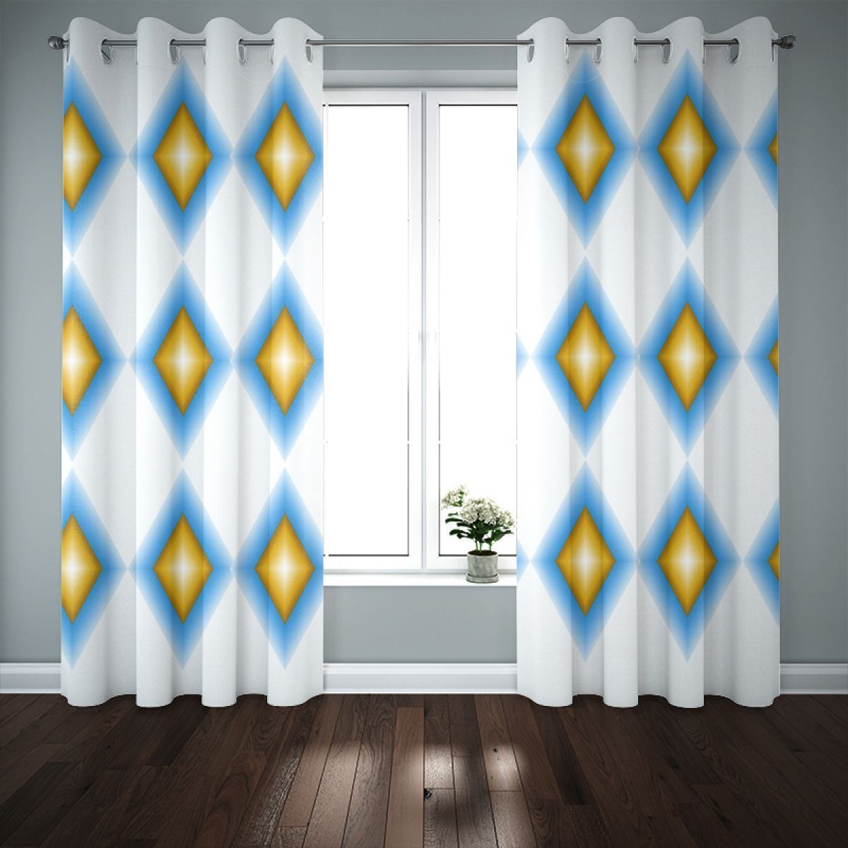 3d rhombuses pattern printed window curtain home decor 5267