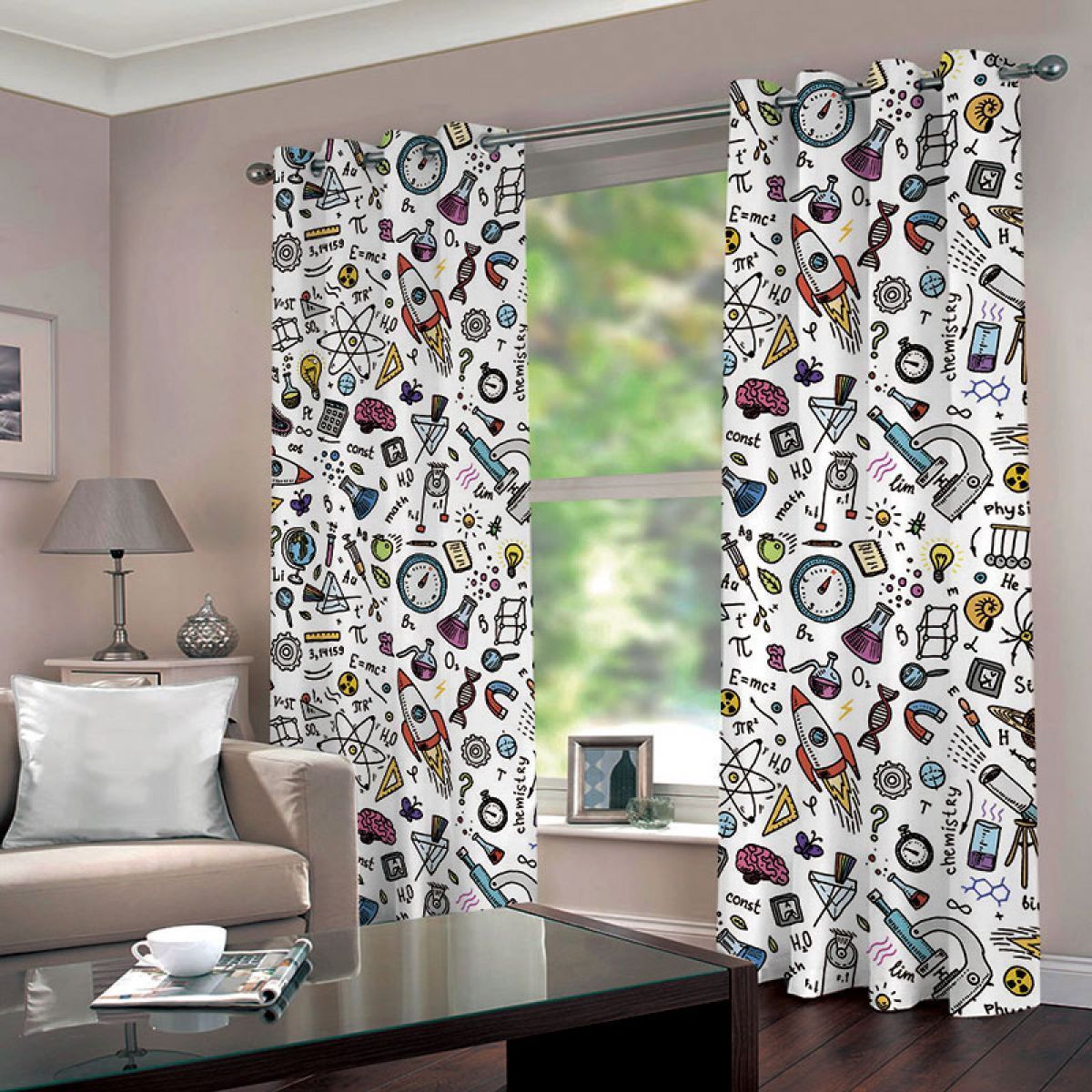 3d science elements printed window curtain home decor 4751