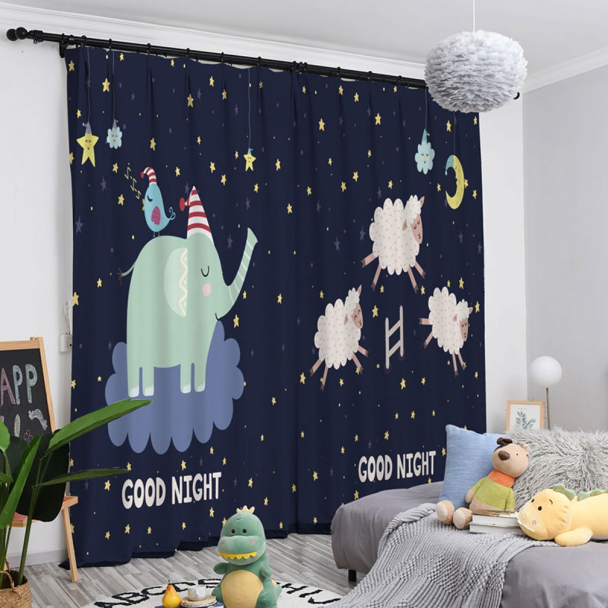 3d sheep and elephant printed window curtain home decor 2758