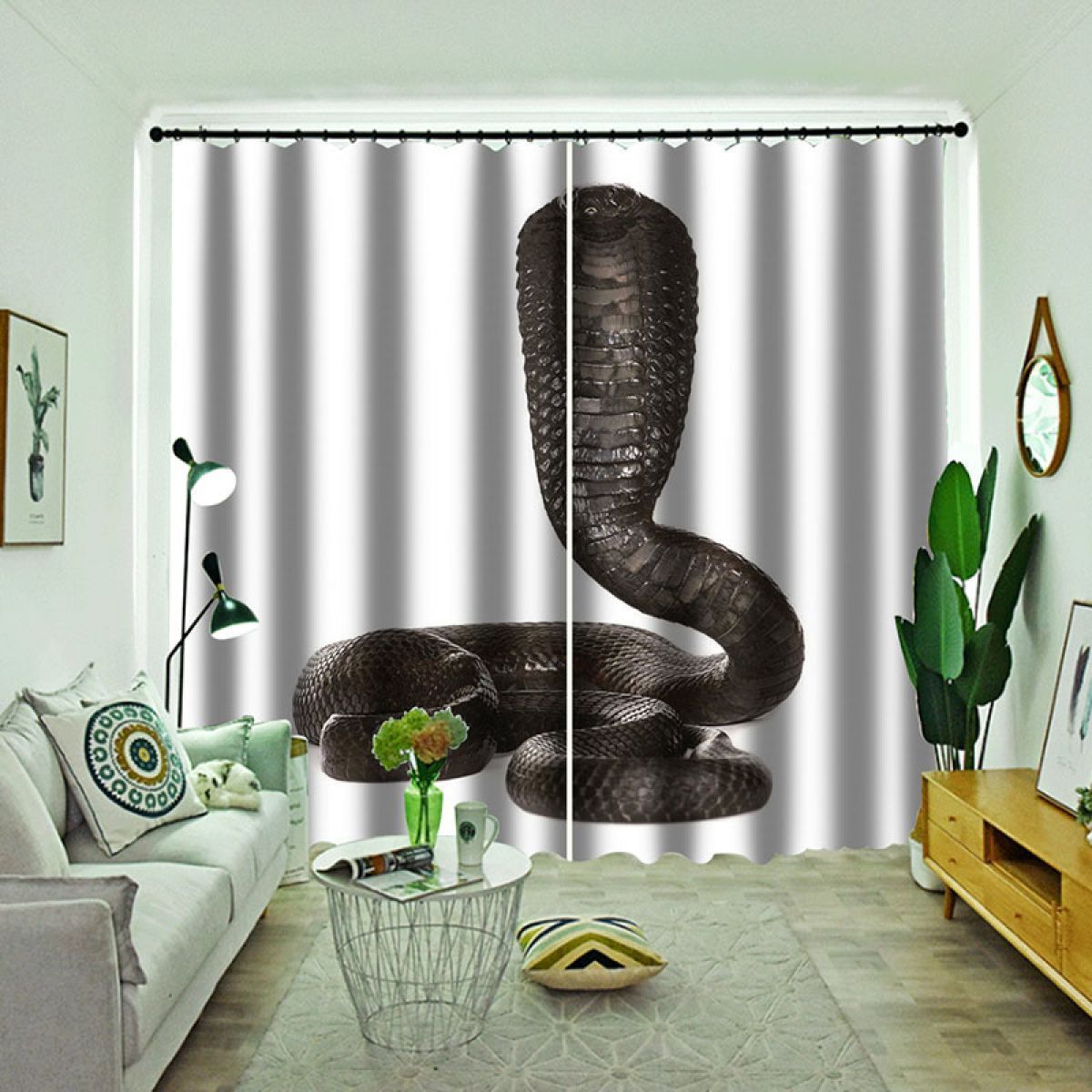 3d snake the death printed window curtain home decor 4328