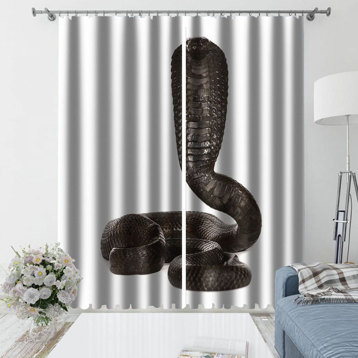 3d snake the death printed window curtain home decor 6551