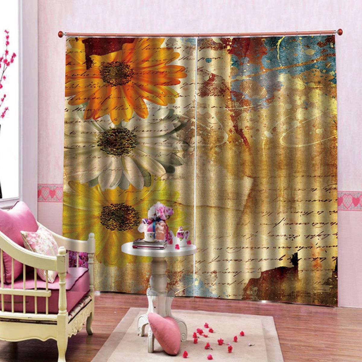 3d Sunflower Collage Printed Window Curtain Home Decor 3d sunflower collage printed window curtain home decor 7860