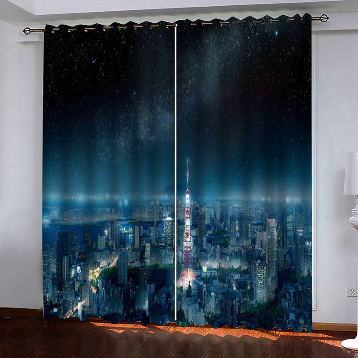 3d tall tower printed window curtain home decor 6890