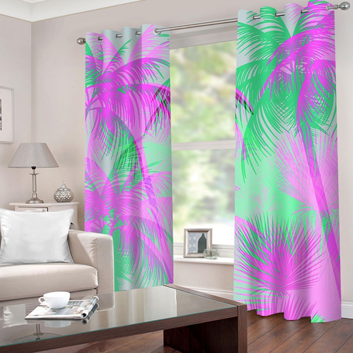 3d tropical palm trees printed window curtain home decor 2643