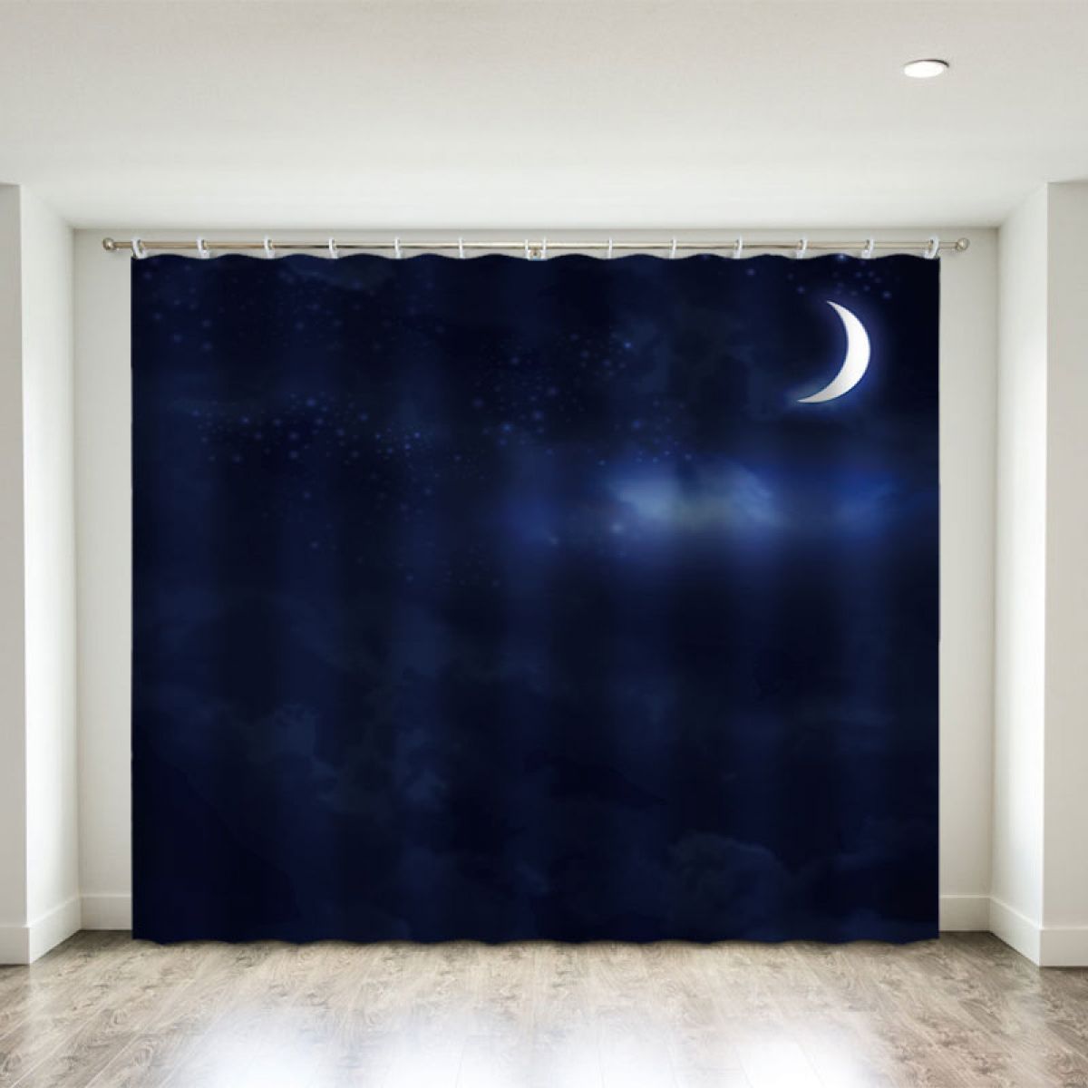 3d waning moon in the night printed window curtain home decor 4318