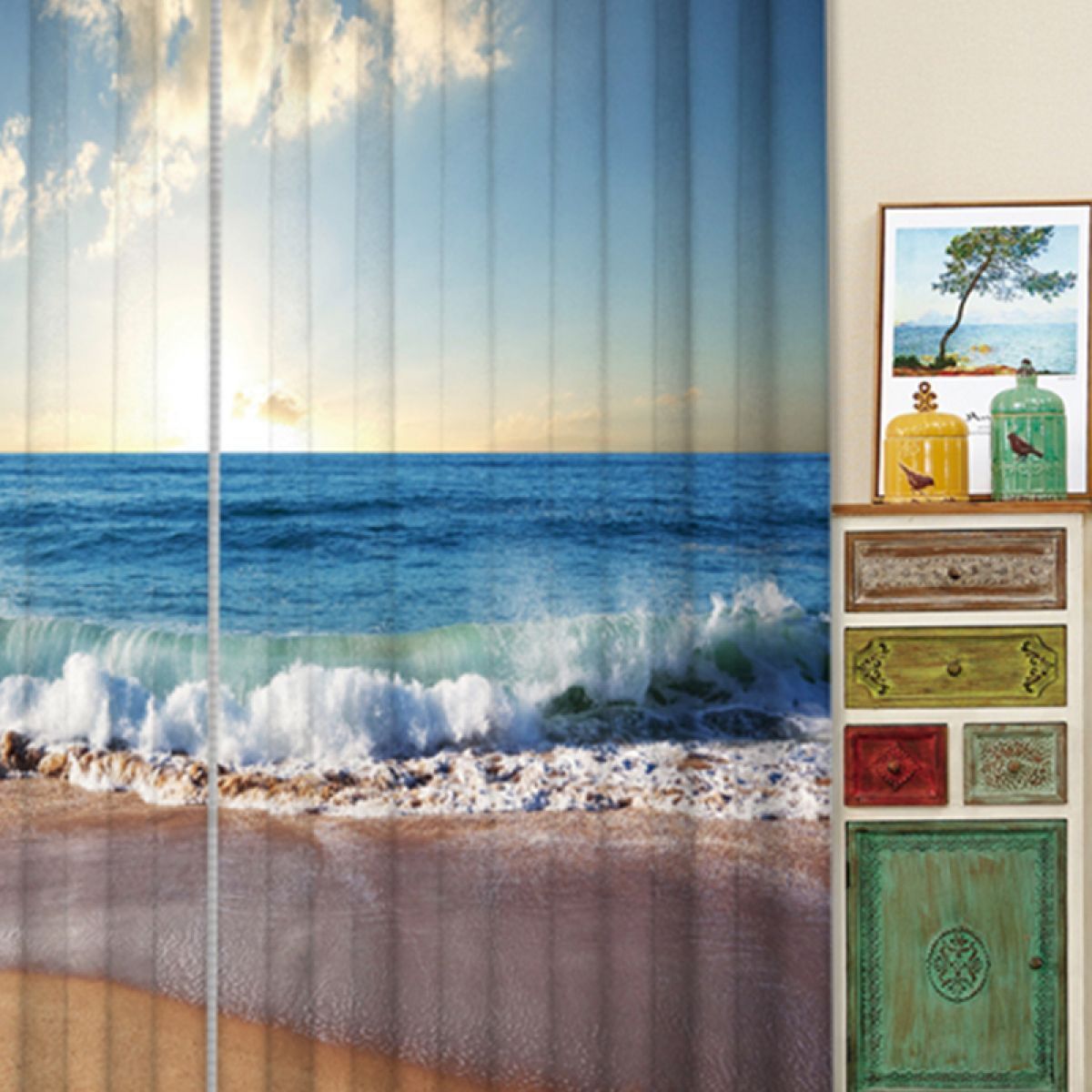 3d Wave Rush The Beach Printed Window Curtain Home Decor 3d wave rush the beach printed window curtain home decor 2975